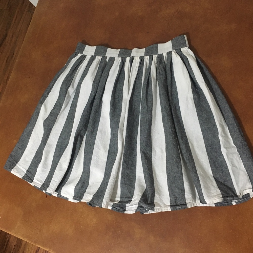 American apparel grey white striped skater circle skirt, S